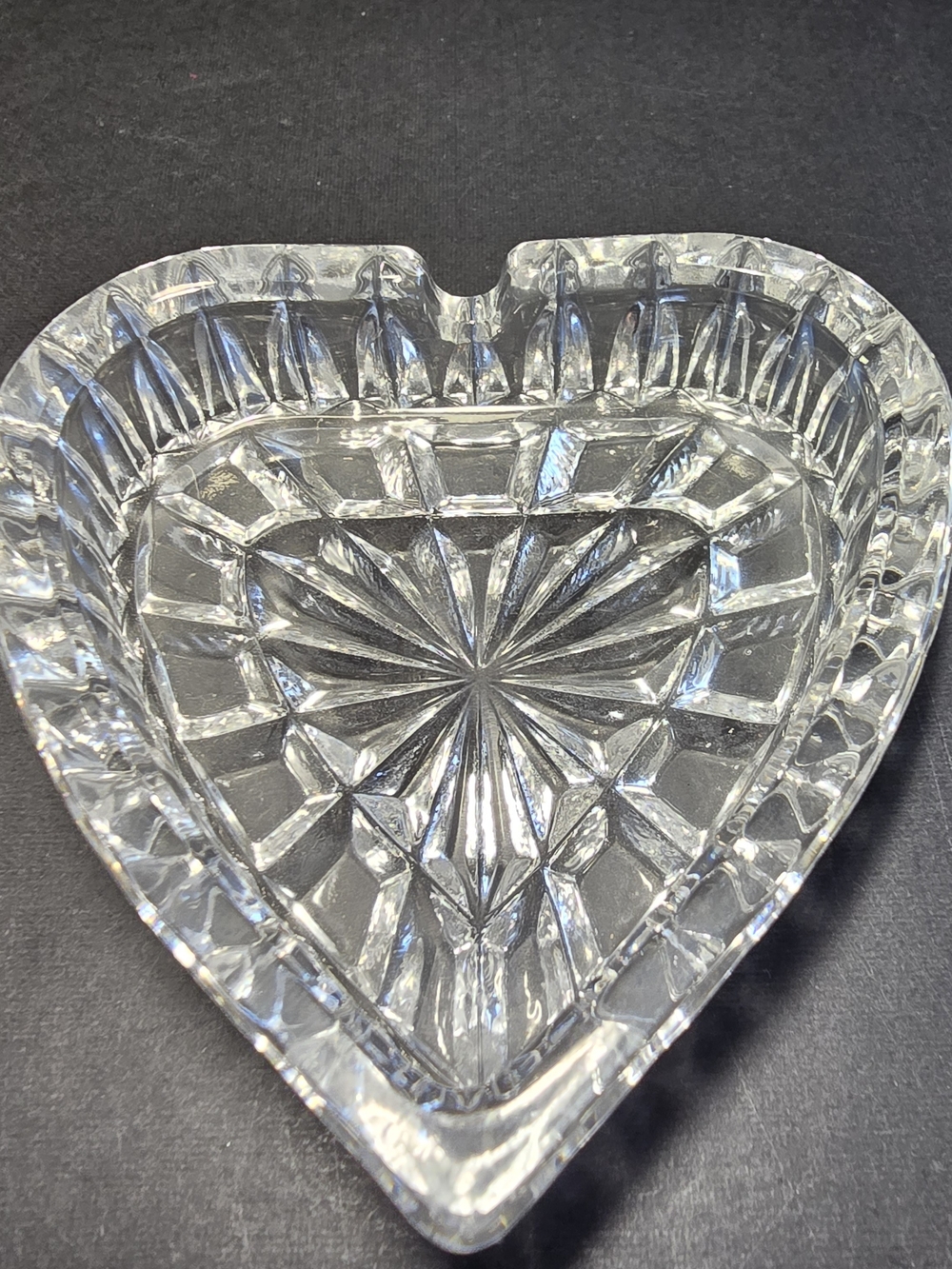 Vintage Clear Heart Ashtray, Trinket, Candy, Key Tray, 3.25" Wide